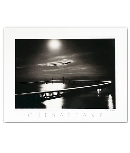 Chesapeake Bay Bridge print by M.E. Warren featuring his classic Black and White photograph