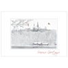 Georgetown University holiday greeting card featuring a pen and ink sketch of the view across the Potomac.